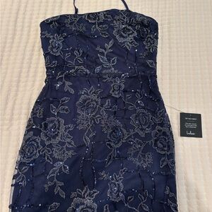 Lulu's Navy Sequin Embellished mini Dress (size M) NWT
